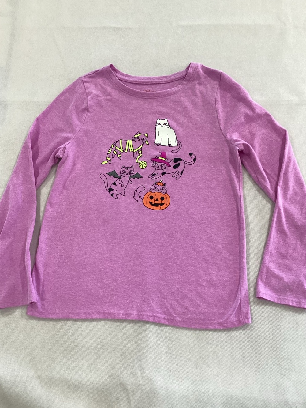 Cat & Jack Lavender Purple Halloween Cats Long-Sleeve Tee size large 9/20